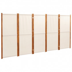 Parawan 5-panelowy, kremowy, 350 x 180 cm
