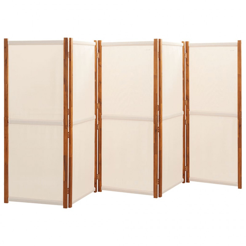Parawan 5-panelowy, kremowy, 350 x 180 cm