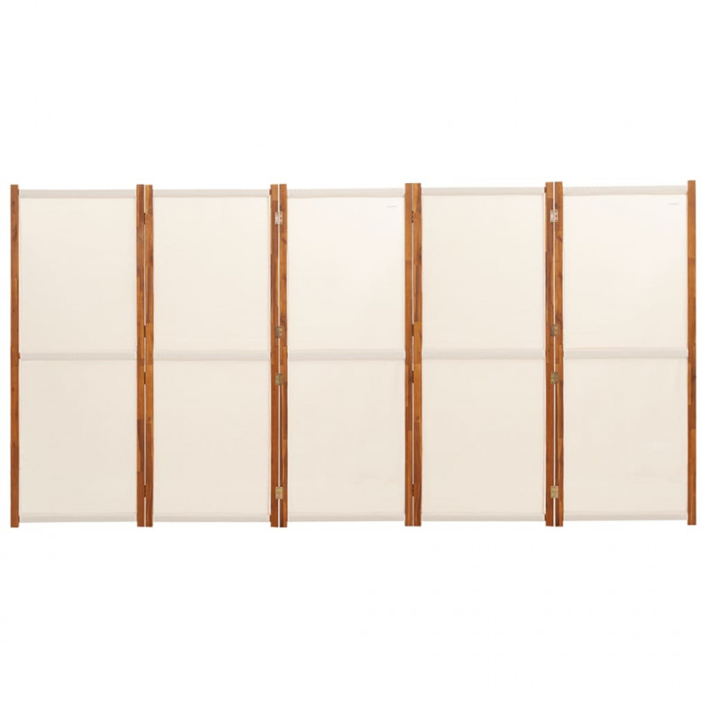 Parawan 5-panelowy, kremowy, 350 x 180 cm