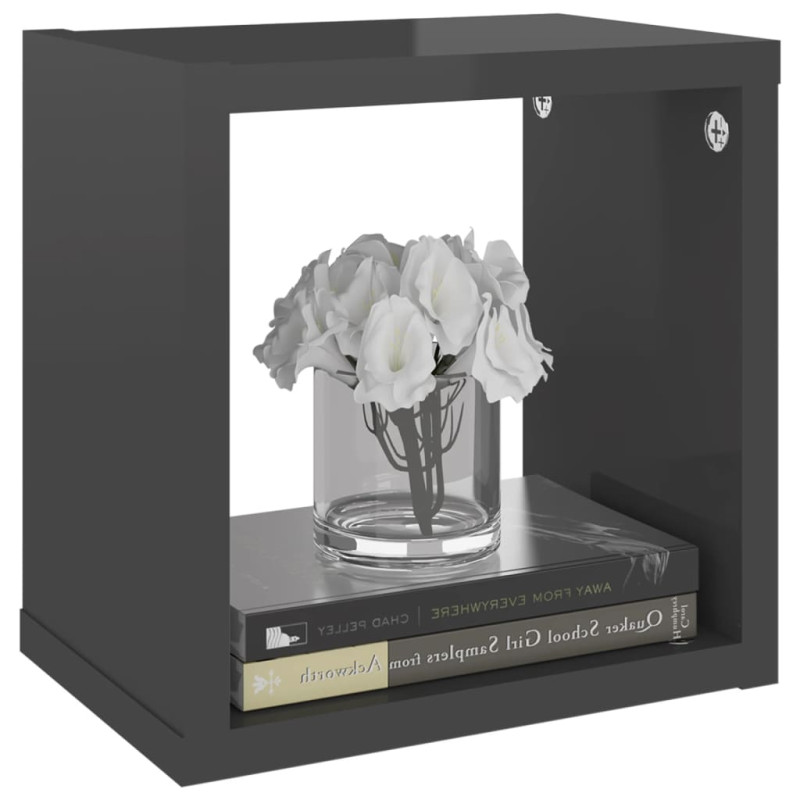 Półki ścienne kostki, 6 szt., szare z połyskiem, 22x15x22 cm