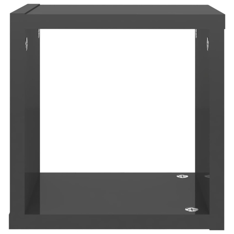 Półki ścienne kostki, 6 szt., szare z połyskiem, 22x15x22 cm