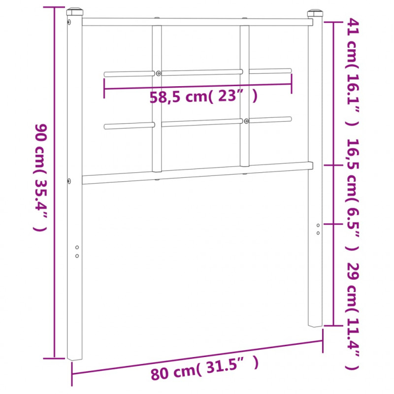 Metalowe wezgłowie, czarne, 75 cm