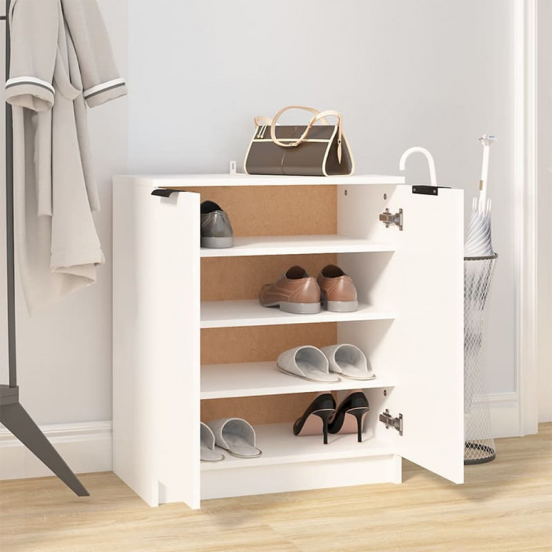Szafka na buty, biała, 59x35x70 cm, materiał drewnopochodny