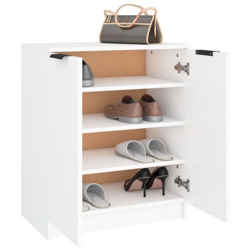Szafka na buty, biała, 59x35x70 cm, materiał drewnopochodny