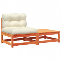 Ogrodowa sofa bez podłokietników, z poduszkami i podnóżkiem