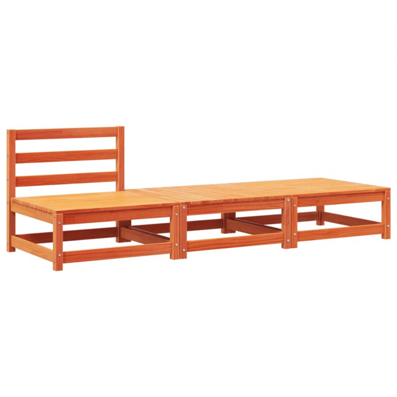 Ogrodowa sofa bez podłokietników, z poduszkami i podnóżkami