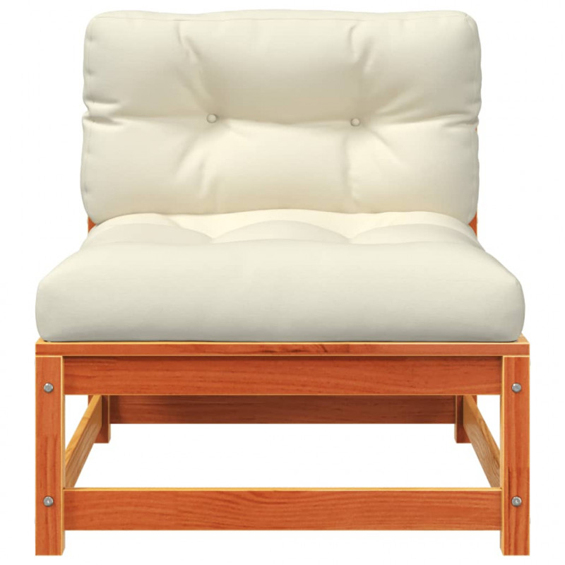 Ogrodowa sofa bez podłokietników, z poduszkami i podnóżkami