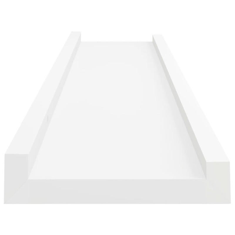 Półki ścienne na zdjęcia, 2 szt., białe, 60x9x3 cm, MDF