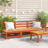 Ogrodowa sofa 3-osobowa, woskowy brąz, lite drewno sosnowe