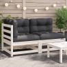 Sofa ogrodowa z poduszkami, 2-osobowa, biała, drewno sosnowe