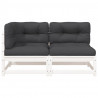 Sofa ogrodowa z poduszkami, 2-osobowa, biała, drewno sosnowe