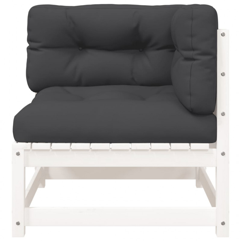 Sofa ogrodowa z poduszkami, 2-osobowa, biała, drewno sosnowe