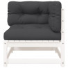 Sofa ogrodowa z poduszkami, 2-osobowa, biała, drewno sosnowe