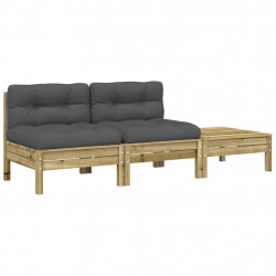 Sofa ogrodowa z poduszkami i podnóżkiem, 2-osobowa