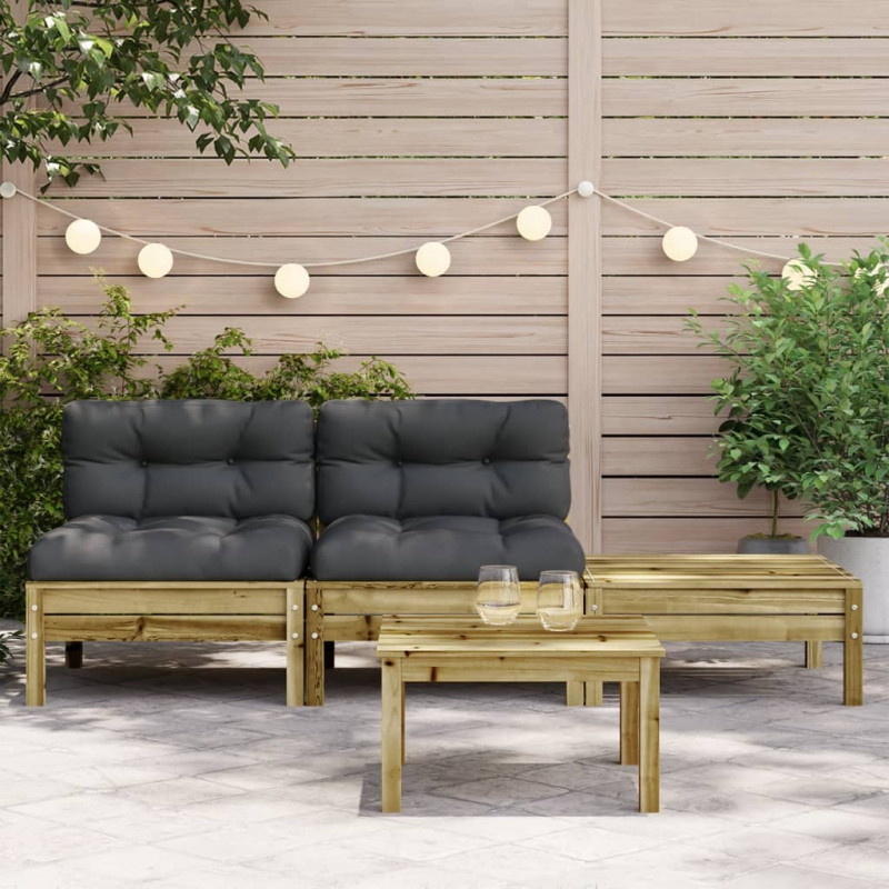 Sofa ogrodowa z poduszkami i podnóżkiem, 2-osobowa