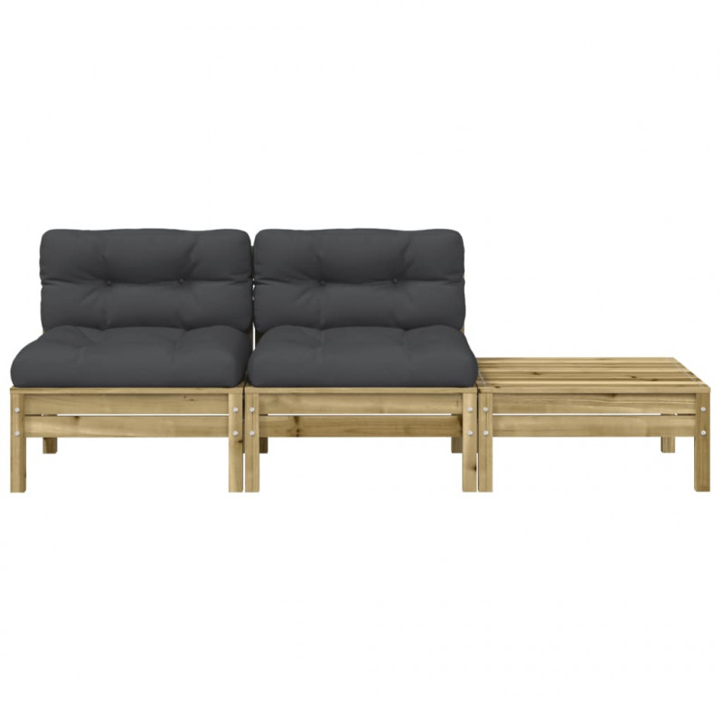 Sofa ogrodowa z poduszkami i podnóżkiem, 2-osobowa