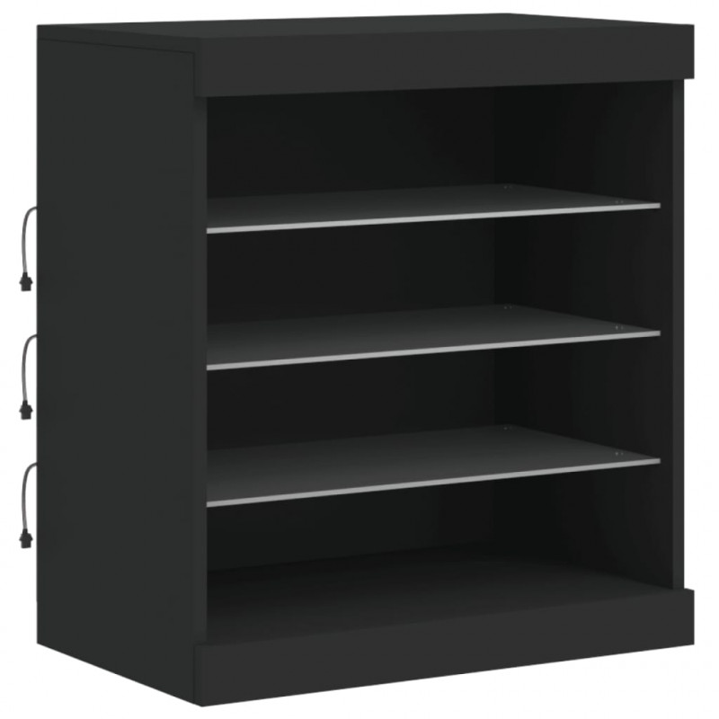 Szafka z oświetleniem LED, czarna, 142,5x37x67 cm