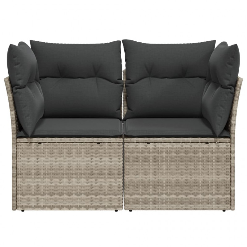 Sofa ogrodowa z poduszkami, 2-osobowa, jasnoszara, polirattan