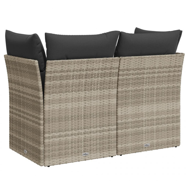 Sofa ogrodowa z poduszkami, 2-osobowa, jasnoszara, polirattan