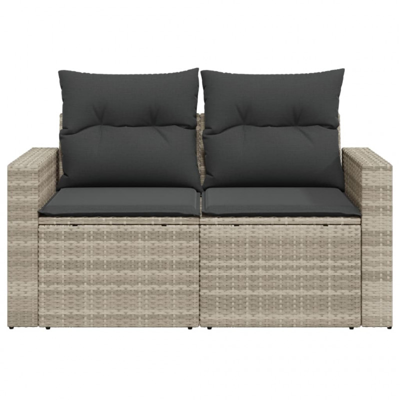 Sofa ogrodowa z poduszkami, 2-osobowa, jasnoszara, polirattan
