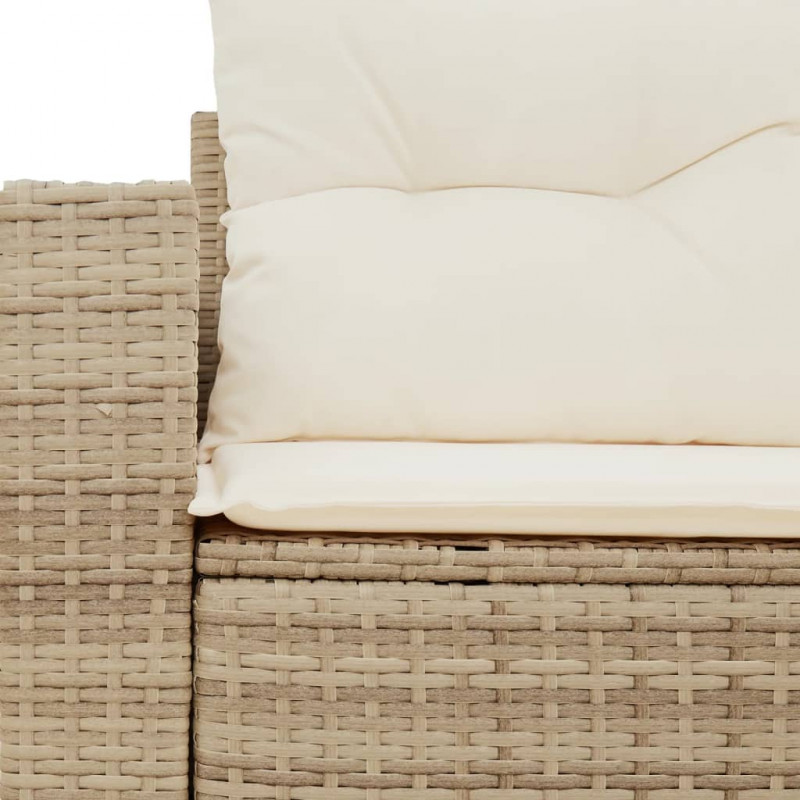 Sofa ogrodowa z poduszkami, 2-osobowa, beż, polirattan