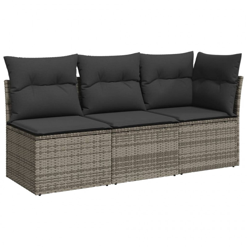 3-osobowa sofa ogrodowa z poduszkami, szara, polirattan