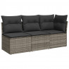 3-osobowa sofa ogrodowa z poduszkami, szara, polirattan
