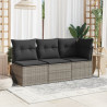 3-osobowa sofa ogrodowa z poduszkami, szara, polirattan