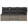 3-osobowa sofa ogrodowa z poduszkami, szara, polirattan