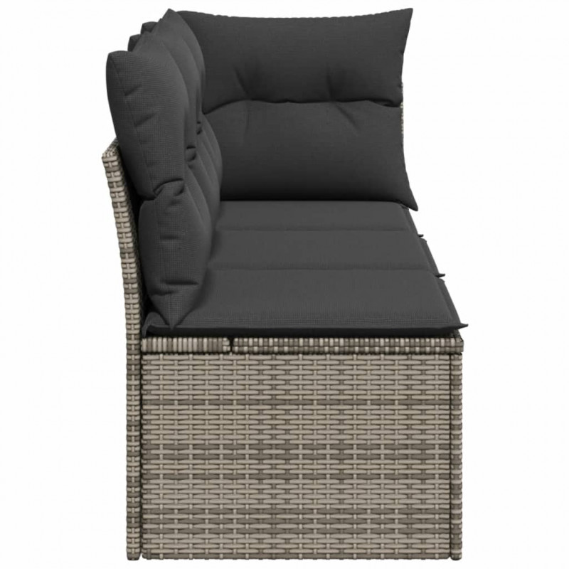 3-osobowa sofa ogrodowa z poduszkami, szara, polirattan