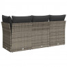 3-osobowa sofa ogrodowa z poduszkami, szara, polirattan