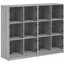 Biblioteczka z drzwiczkami, szary dąb sonoma, 136x37x109 cm