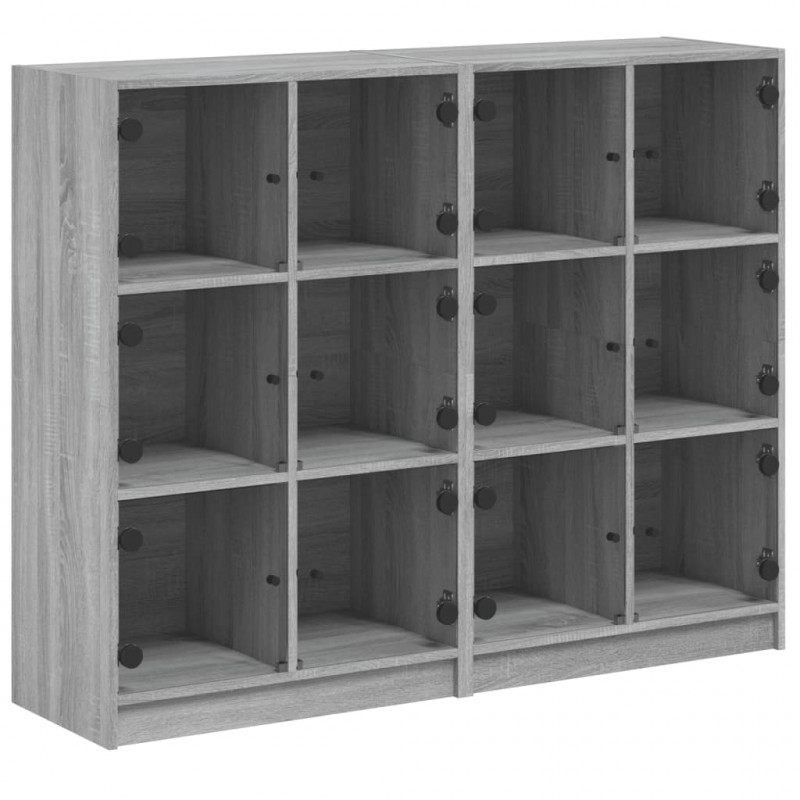 Biblioteczka z drzwiczkami, szary dąb sonoma, 136x37x109 cm