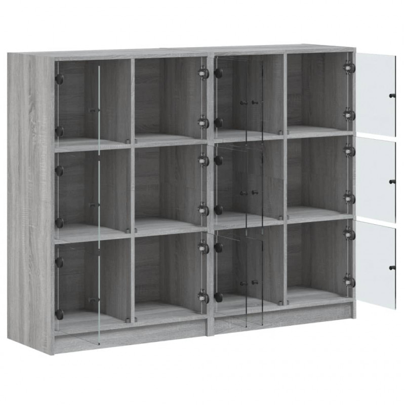 Biblioteczka z drzwiczkami, szary dąb sonoma, 136x37x109 cm