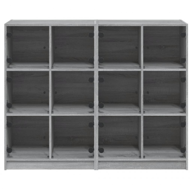 Biblioteczka z drzwiczkami, szary dąb sonoma, 136x37x109 cm