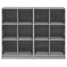 Biblioteczka z drzwiczkami, szary dąb sonoma, 136x37x109 cm