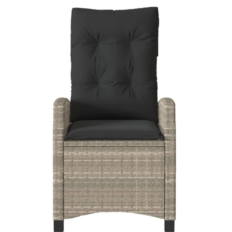 Rozkładane fotele ogrodowe, 2 szt., poduszki, jasnoszare