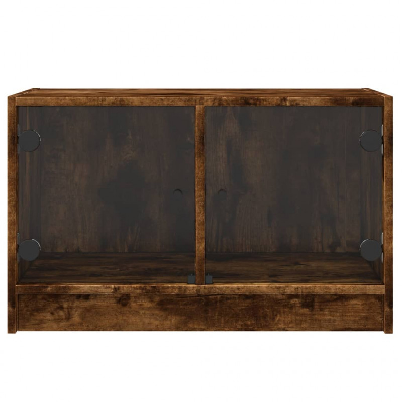 Szafka TV ze szklanymi drzwiami, przydymiony dąb, 68x37x42 cm