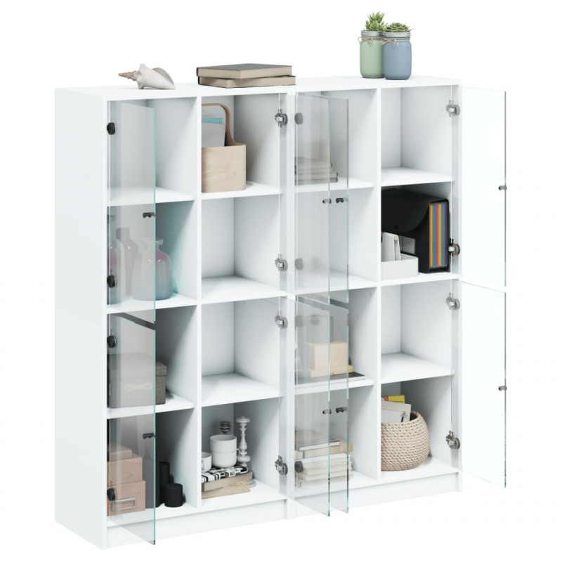 Biblioteczka z drzwiczkami, biała, 136x37x142 cm
