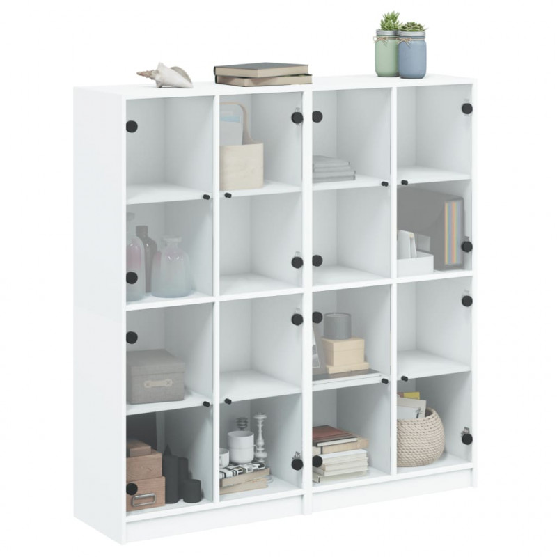 Biblioteczka z drzwiczkami, biała, 136x37x142 cm