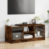 Szafka TV ze szklanymi drzwiami, przydymiony dąb, 102x37x42 cm