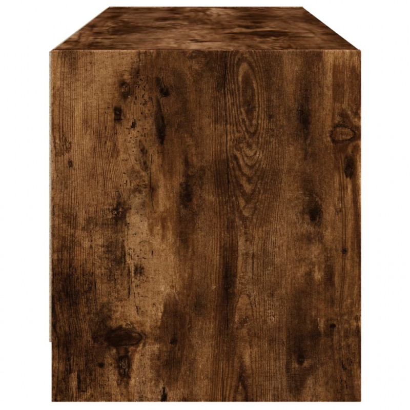 Szafka TV ze szklanymi drzwiami, przydymiony dąb, 102x37x42 cm
