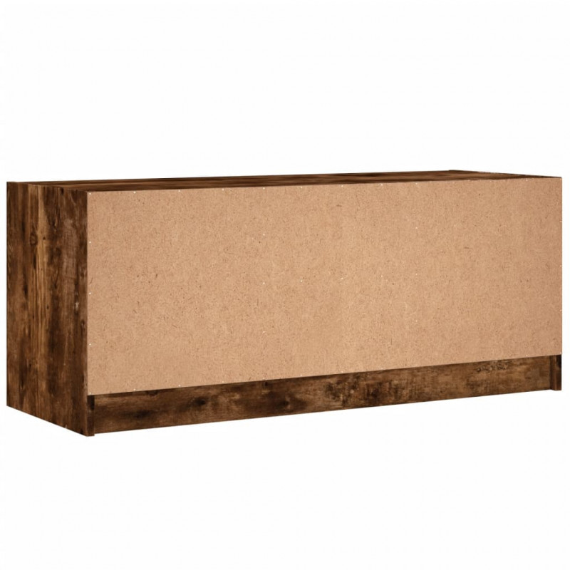 Szafka TV ze szklanymi drzwiami, przydymiony dąb, 102x37x42 cm