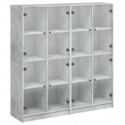 Biblioteczka z drzwiczkami, szarość betonu, 136x37x142 cm