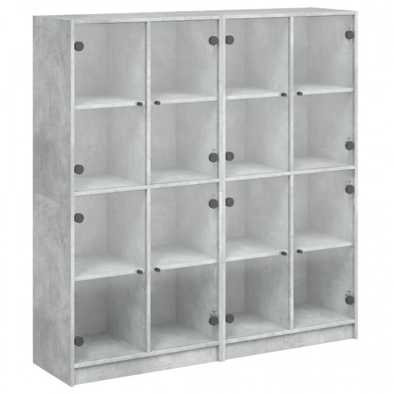 Biblioteczka z drzwiczkami, szarość betonu, 136x37x142 cm