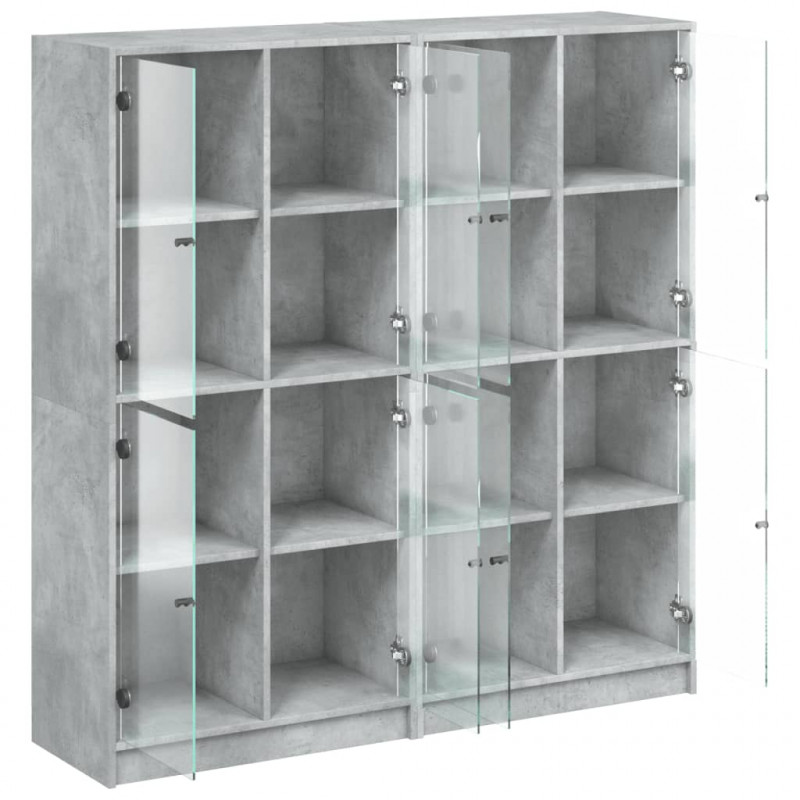 Biblioteczka z drzwiczkami, szarość betonu, 136x37x142 cm