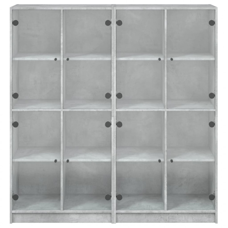 Biblioteczka z drzwiczkami, szarość betonu, 136x37x142 cm