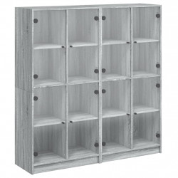 Biblioteczka z drzwiczkami, szary dąb sonoma, 136x37x142 cm