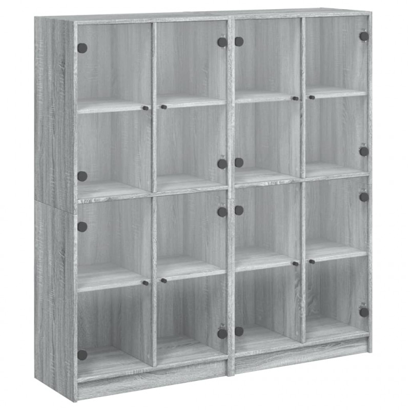 Biblioteczka z drzwiczkami, szary dąb sonoma, 136x37x142 cm