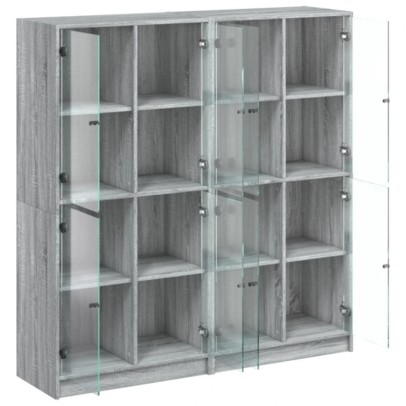 Biblioteczka z drzwiczkami, szary dąb sonoma, 136x37x142 cm